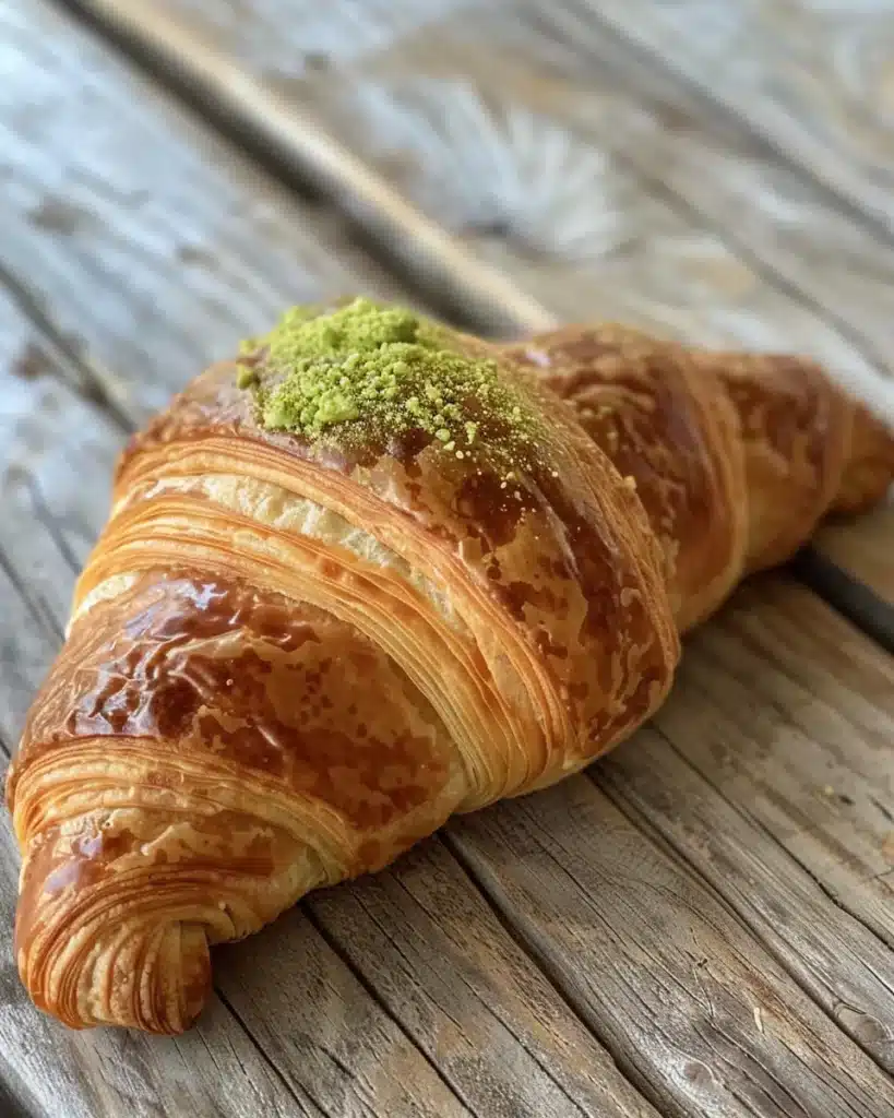 Gourmet Pistachio Croissant That’s Surprisingly Easy 1 Pistachio croissant with flaky layers and pistachio cream