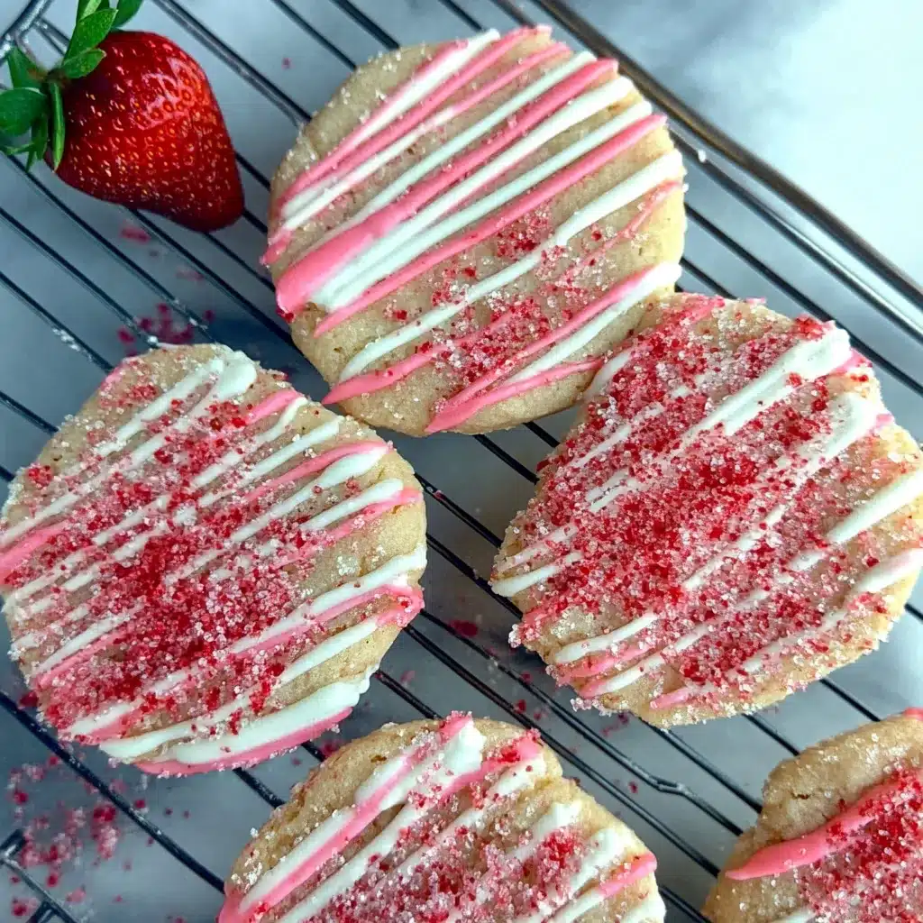How To Make Strawberry Sugar Cookies 1 Strawberry sugar cookies fresh from the oven on cooling rack