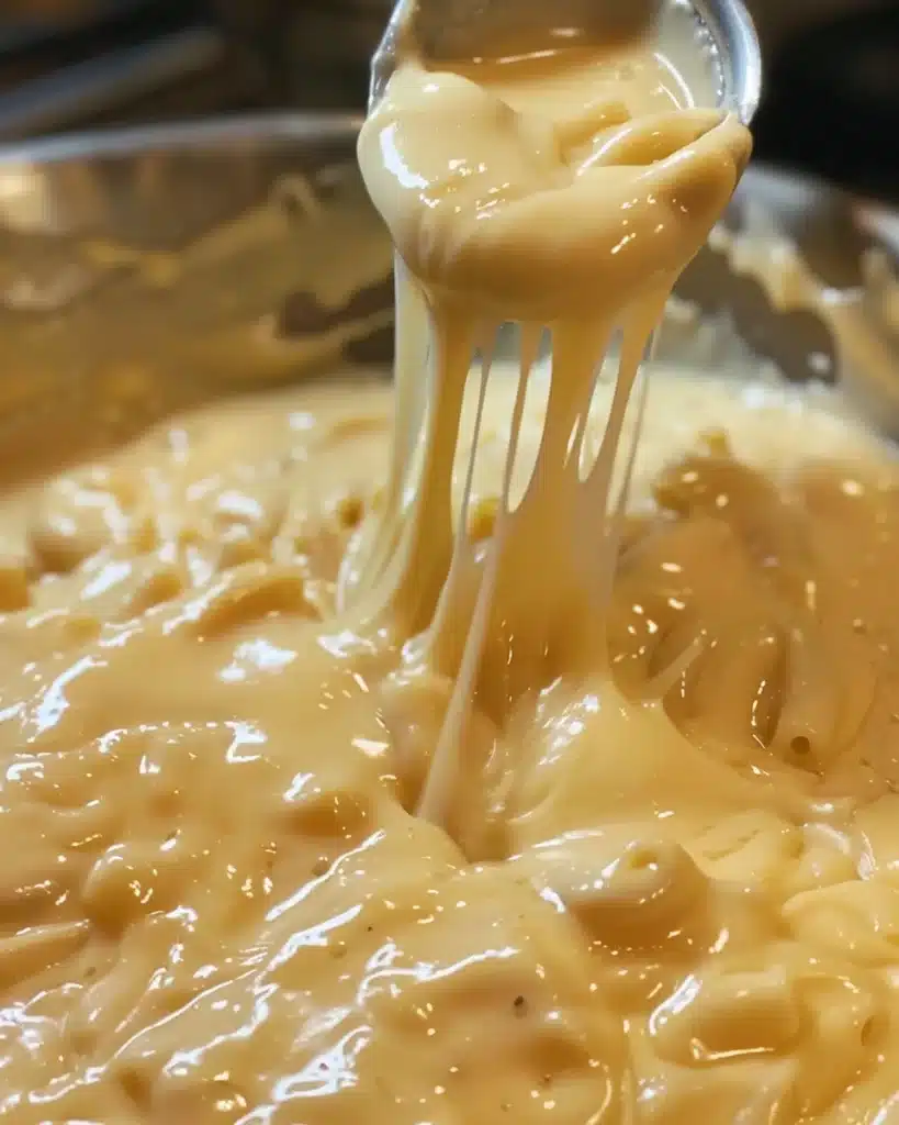 Three Cheese Macaroni and Cheese: The Ultimate Comfort Combo 4 Cheese sauce in pan for macaroni and cheese
