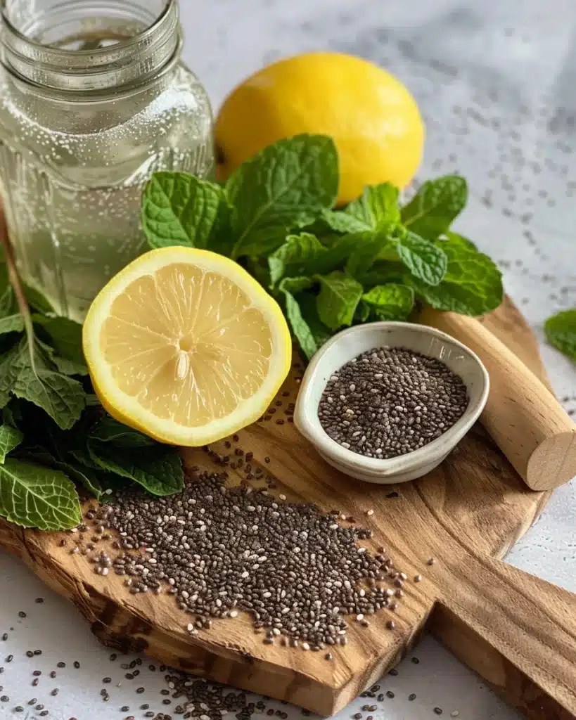 Chia Water Recipe: Simple, Powerful, and Surprisingly Refreshing 3 chia water ingredients with lemon and mint