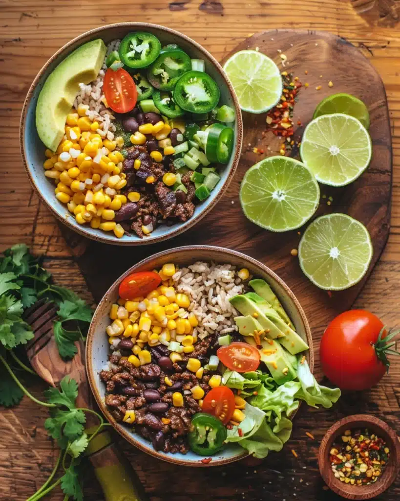 Taco Bowls Recipe: Easy Win for Tired Weeknight Cooks 3 Cooking taco bowl beef with spices in skillet