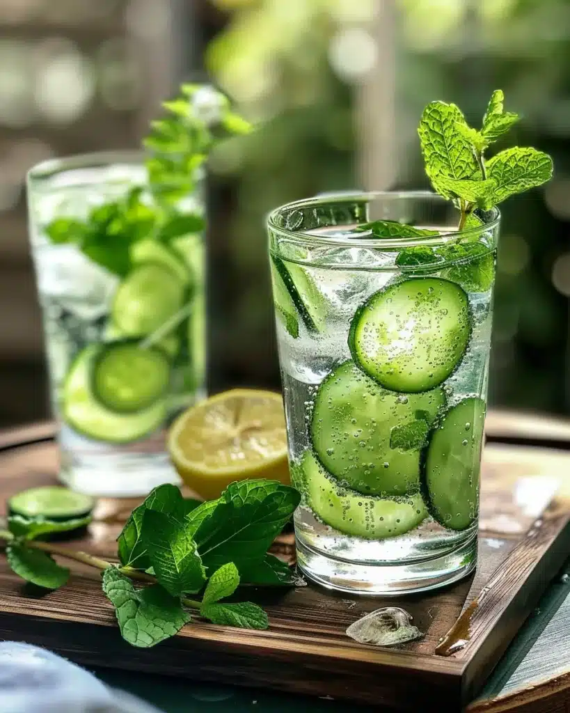 Cucumber Lemon Water: A Remarkable Way to Refresh, Heal & Hydrate 4 served cucumber lemon water with mint