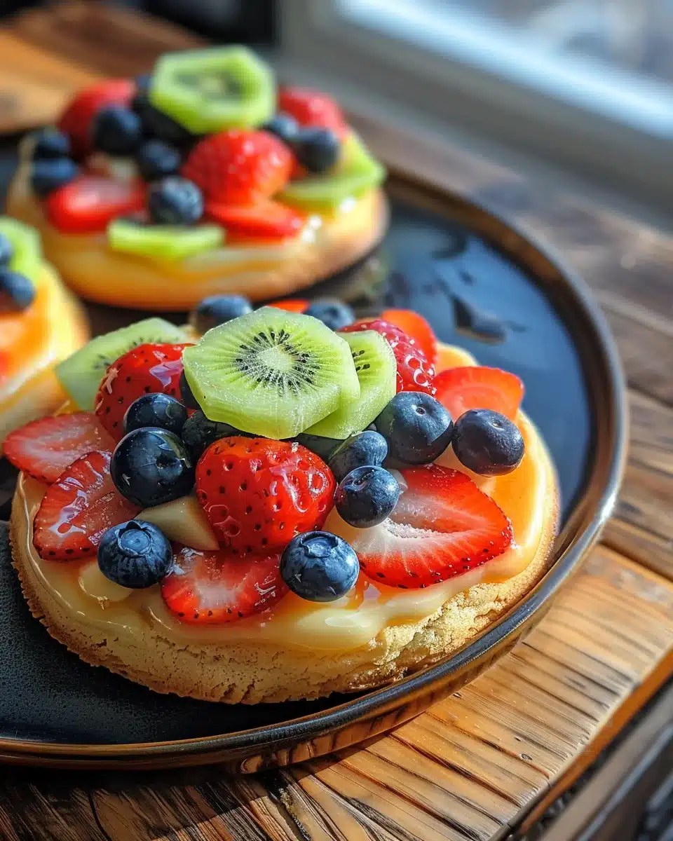 Fruit Pizza Sugar Cookies: Easy, Colorful, and Absolutely Irresistible 2 Fruit Pizza Sugar Cookies topped with fresh fruit