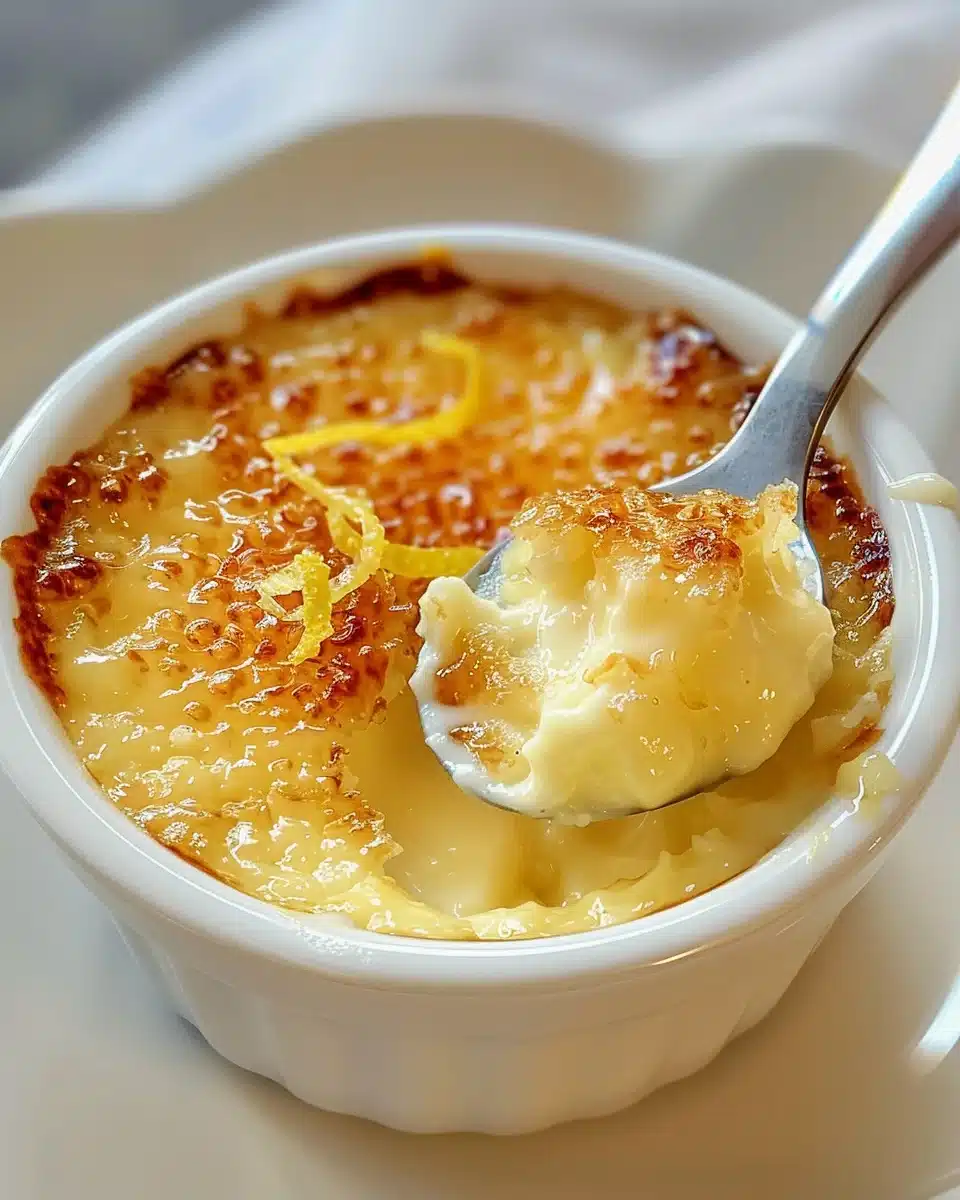 Lemon Crème Brûlée: The Ultimate Tangy Dessert with a Perfect Sugar Crack 2 lemon crème brûlée with sugar crack in ramekin