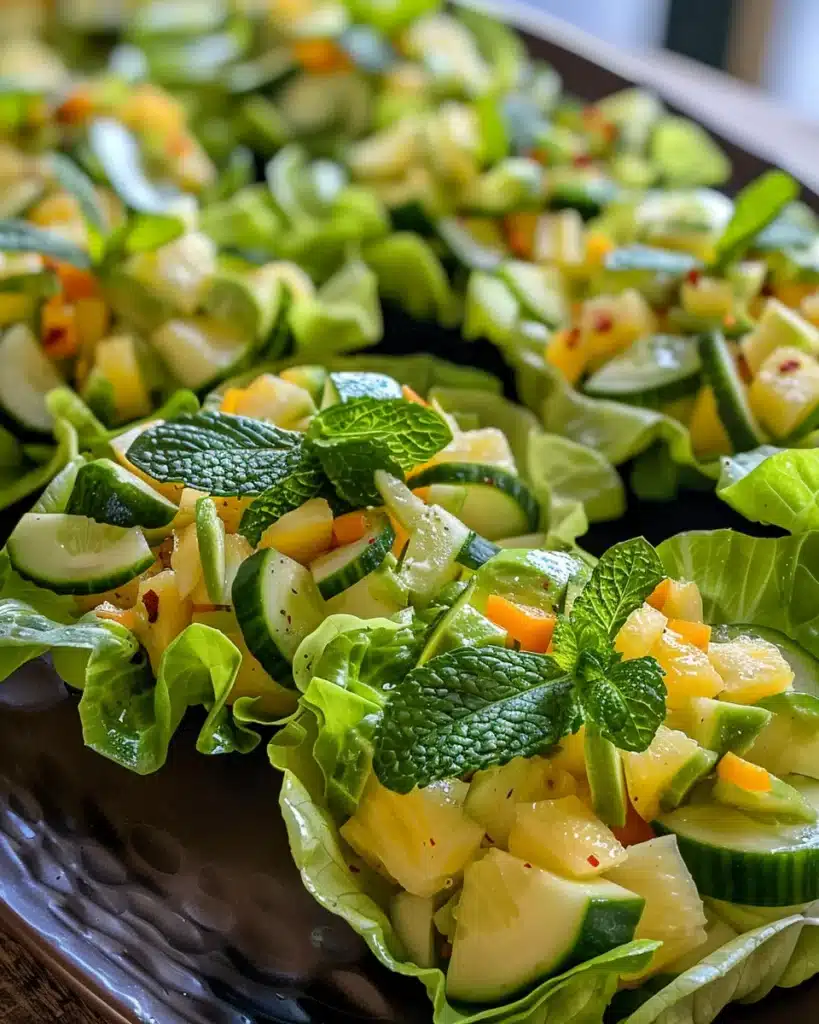 Pineapple Cucumber Salad: Amazing Summer Side You’ll Love 3 Pineapple cucumber salad in lettuce cups