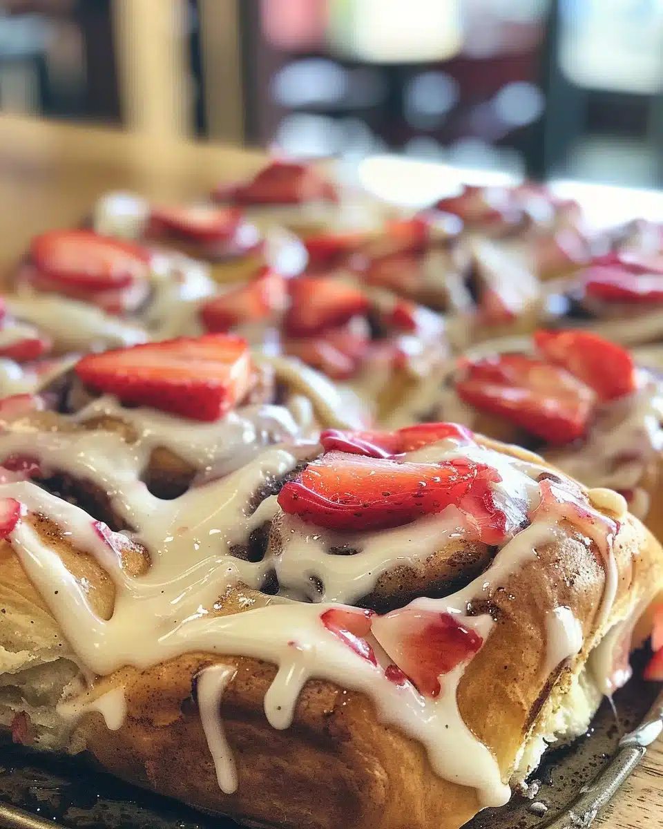Strawberry Cinnamon Rolls Recipe: Irresistibly Soft, Sweet & Easy to Make 2 Final recipe presentation of strawberry cinnamon rolls