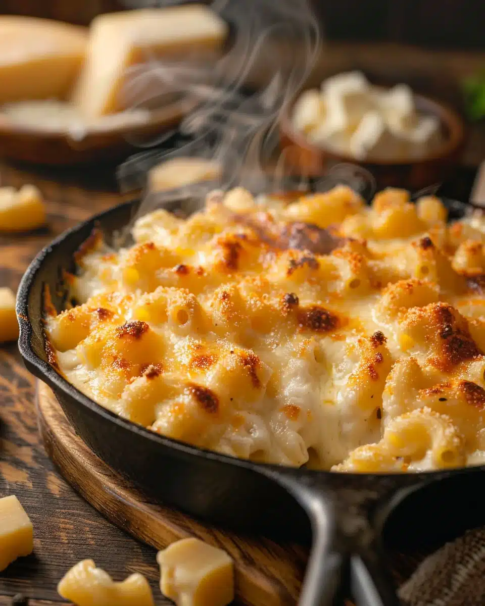Three Cheese Macaroni and Cheese: The Ultimate Comfort Combo 2 Three Cheese Macaroni and Cheese in cast iron