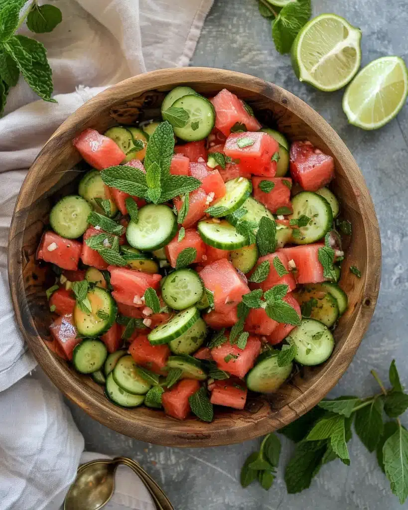 Cucumber Watermelon Salad: Irresistibly Cool And Colorful Recipe 1 cucumber watermelon salad in bowl