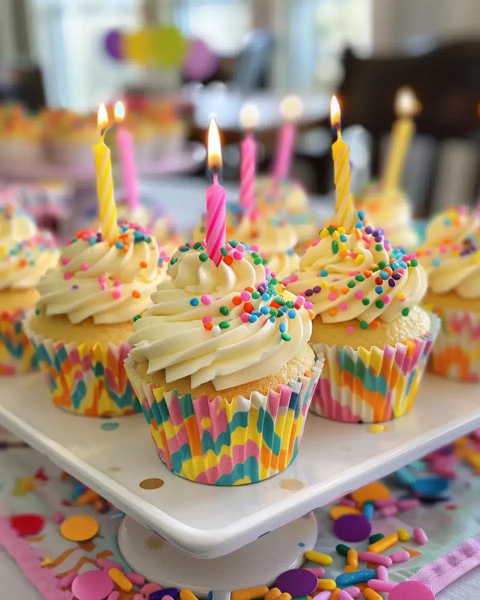 Cupcakes Happy Birthday: Unique, Fun Ideas to Wow Any Celebration 3 Cupcakes happy birthday on decorated party table