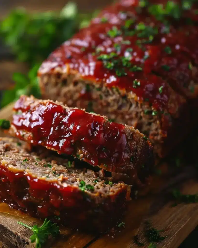 Ground Beef Meatloaf: Juicy, Spectacular Dinner That Warms Every Heart 1 sliced ground beef meatloaf on dinner plate