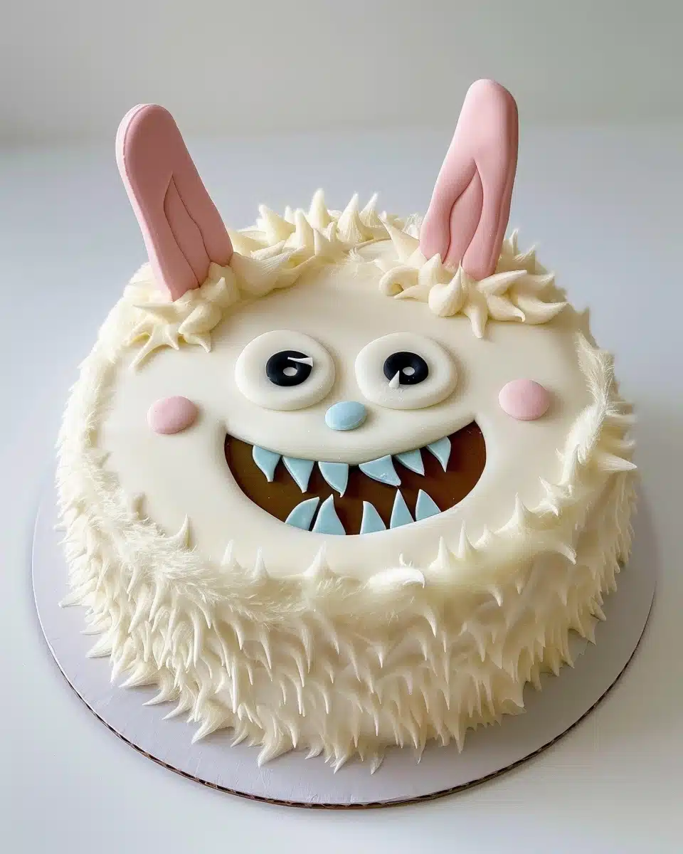 Labubu cake on pastel birthday table