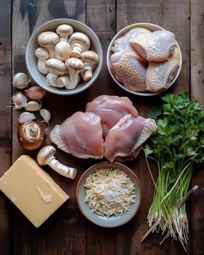 How To Make The Best Chicken And Mushroom Orzo Risotto 3 Ingredients for chicken and mushroom orzo risotto