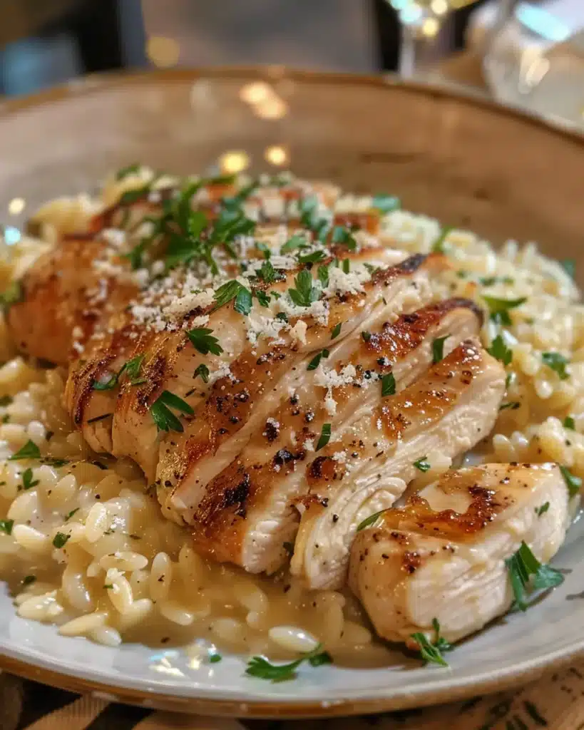 How To Make The Best Chicken And Mushroom Orzo Risotto 1 Served chicken and mushroom orzo risotto