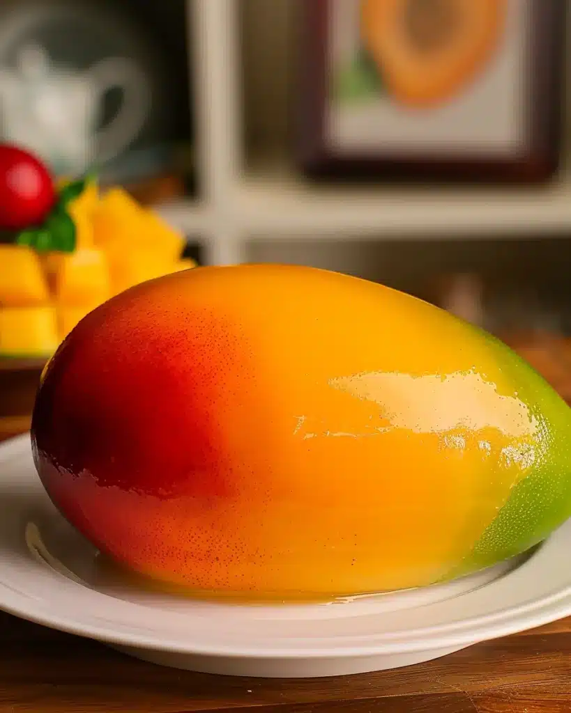 Easy Mango Mousse Cake Without Gelatin: A Refreshing Treat 1 Pouring mango mousse into cake base