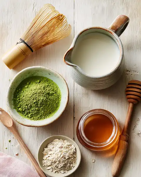 Matcha Latte Recipe: A Powerful Sip of Calm, Focus, and Flavor 4 Matcha Latte Ingredients with matcha powder and milk