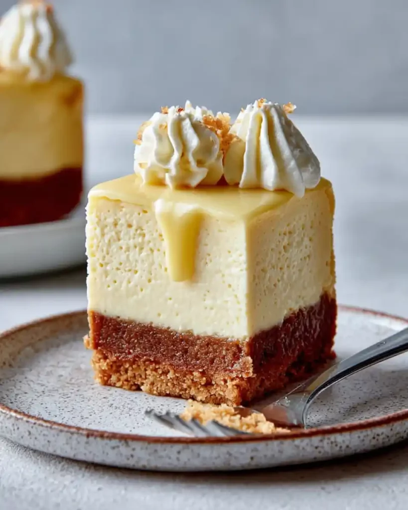 The Healthy Cheesecake Recipe: Amazing Low-Calorie Dessert You’ll Love 5 Mini vanilla cheesecake slice with whipped cream and caramel drizzle on a rustic plate