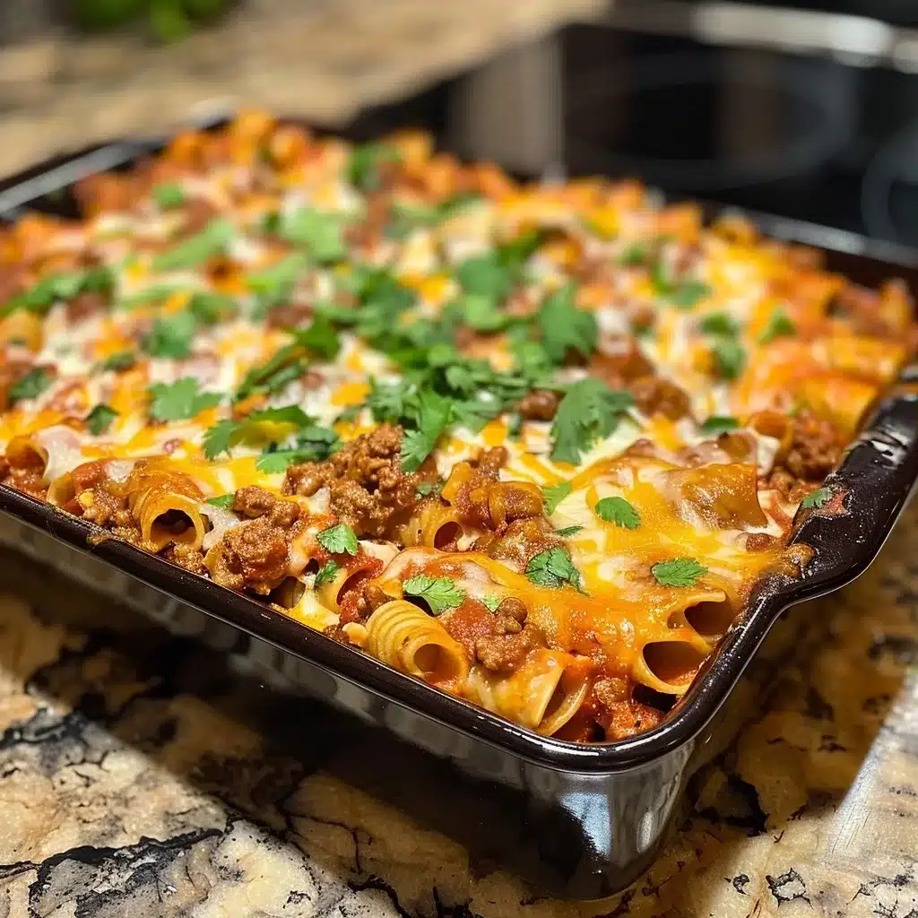 Juicy mouthwatering delicious: Easy Beef Enchilada Pasta
