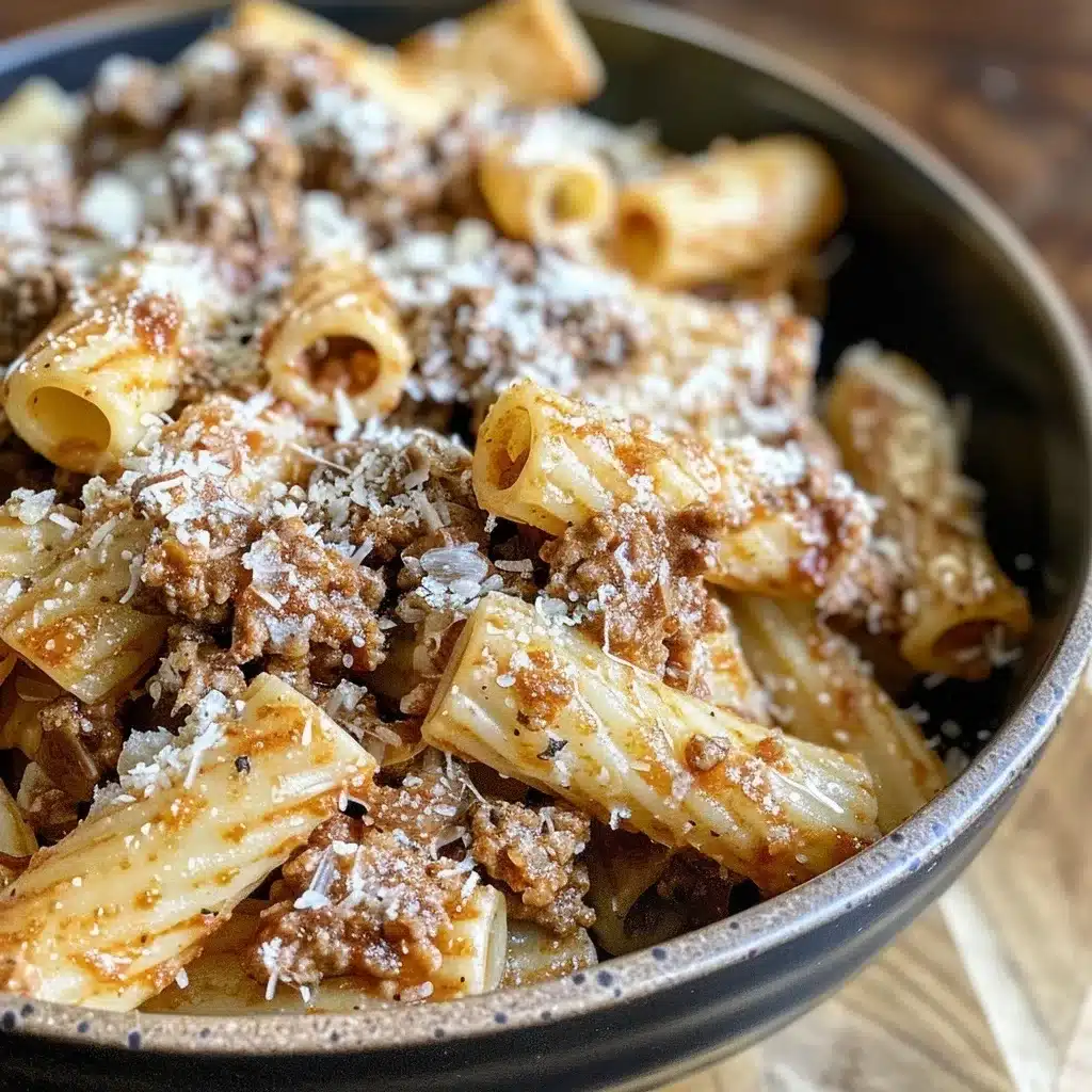 Creamy Rigatoni with White Bolognese Sauce Perfect for a Fall Pasta Dinner