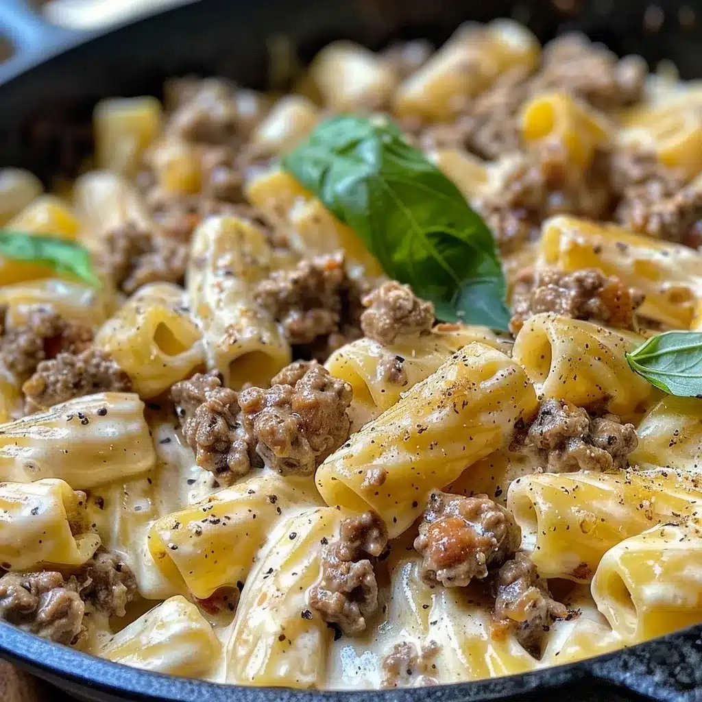 Creamy Rigatoni with White Bolognese Sauce Perfect for a Fall Pasta Dinner