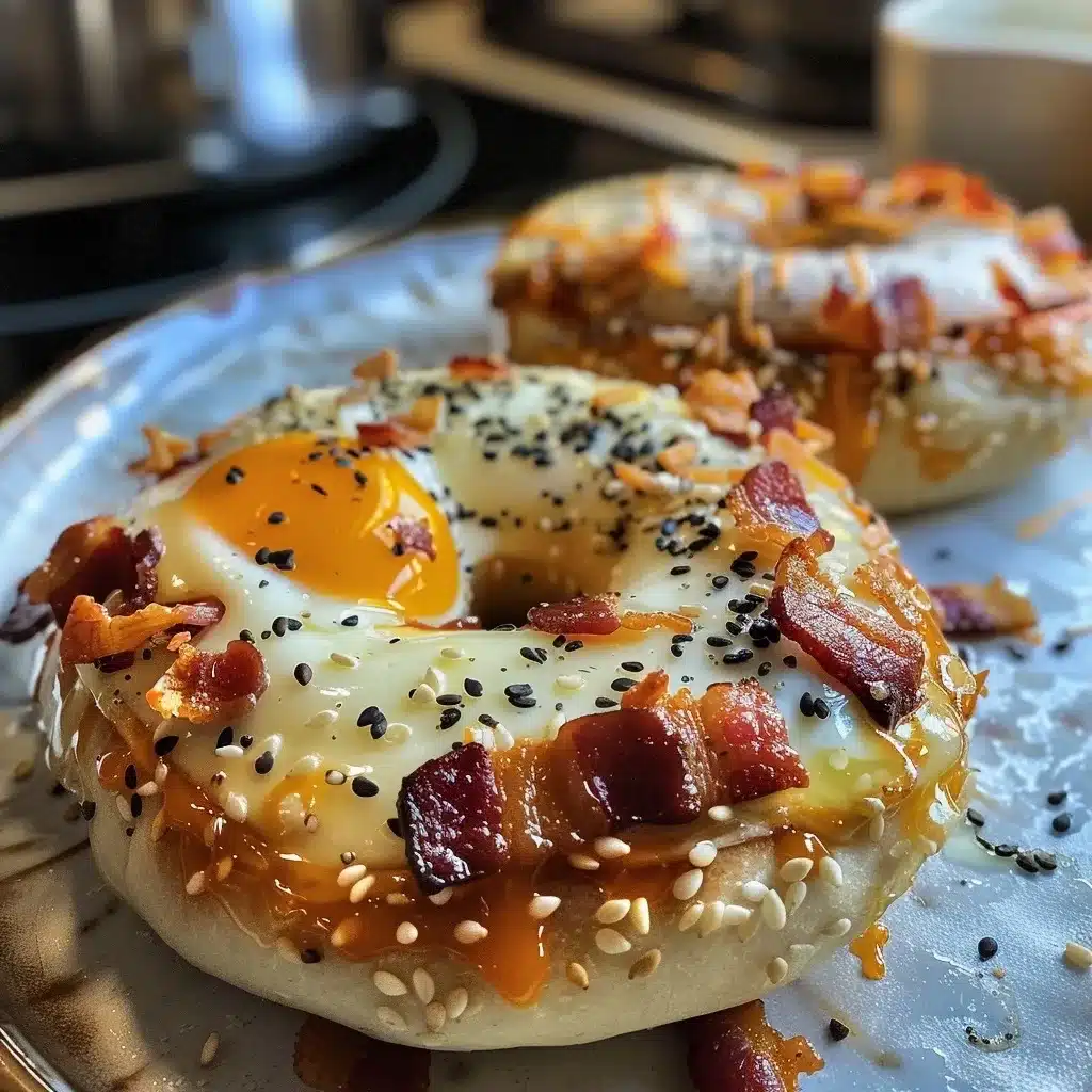 Crispy Air Fryer Rice Paper Breakfast Bagels with Beef Bacon